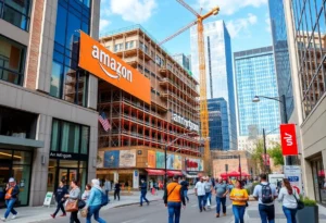 Amazon headquarters in Arlington with small businesses