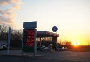 Photo of a gas station in Virginia displaying gas prices