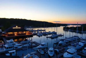 Scenic view of Hoffmaster’s Marina with boats and the Occoquan River