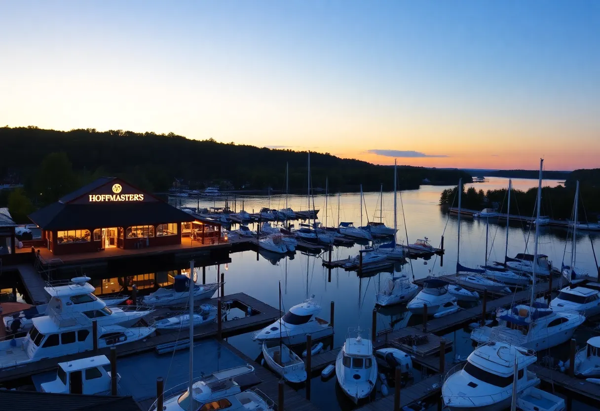 Scenic view of Hoffmaster’s Marina with boats and the Occoquan River
