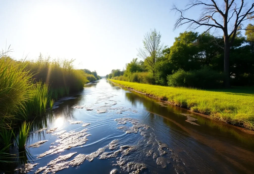 Clean waterway in James City County with greenery