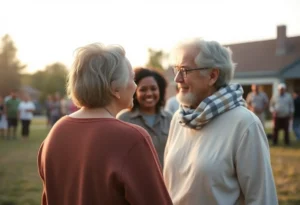 A peaceful outdoor scene symbolizing community spirit and remembrance.