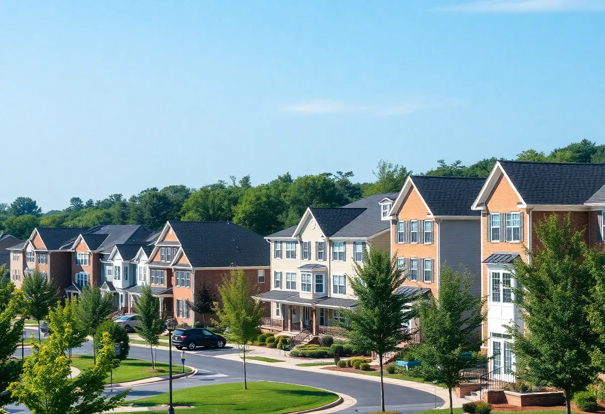 Residential neighborhood in Northern Virginia demonstrating diverse housing types.