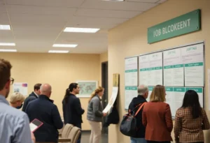 Job seekers at a Northern Virginia job center