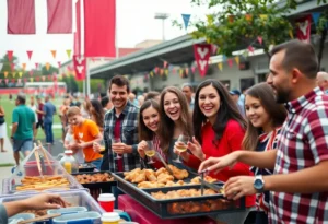 Families enjoying a tailgate at Old Dominion University Family Weekend