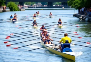 Old Dominion women’s rowing team racing at Senior Day Regatta