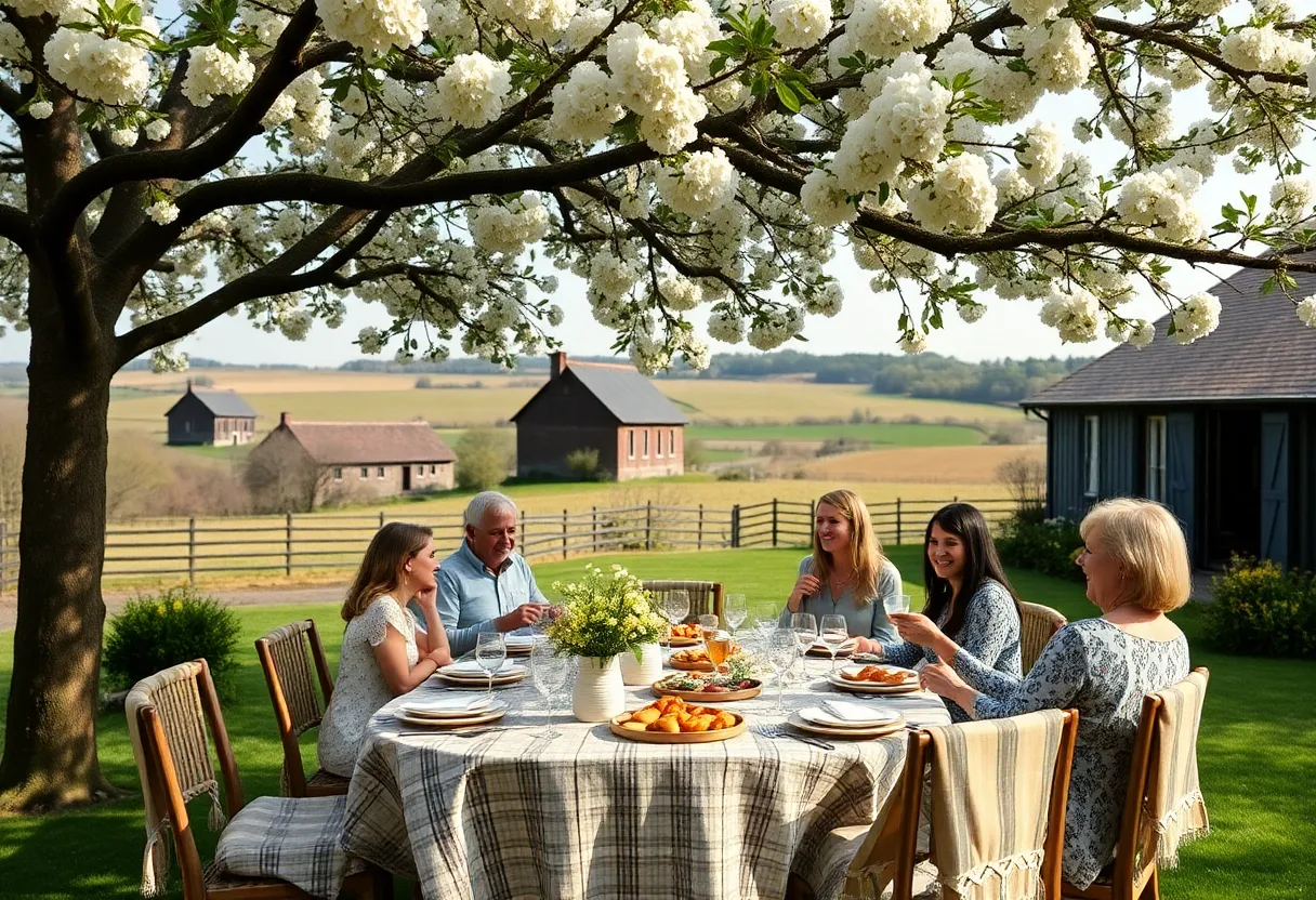 Guests enjoying lunch at Peace Hill Farm