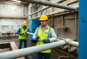 Workers inspecting Richmond's water treatment facility