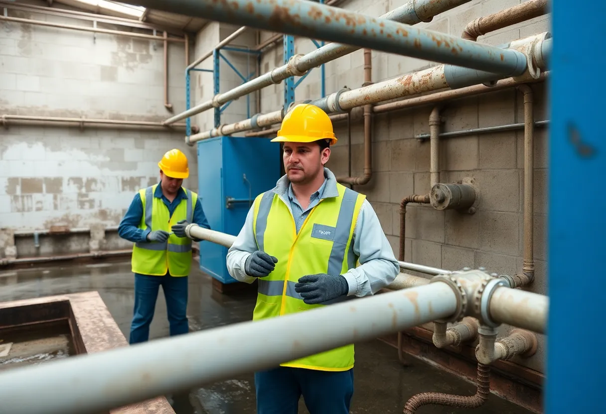 Workers inspecting Richmond's water treatment facility