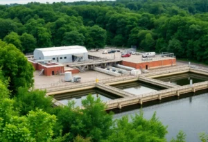 Image of Richmond's water treatment facility showing infrastructure and surrounding greenery.