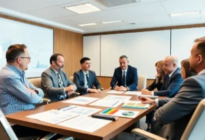 Local business leaders meeting to discuss the impact of tariffs