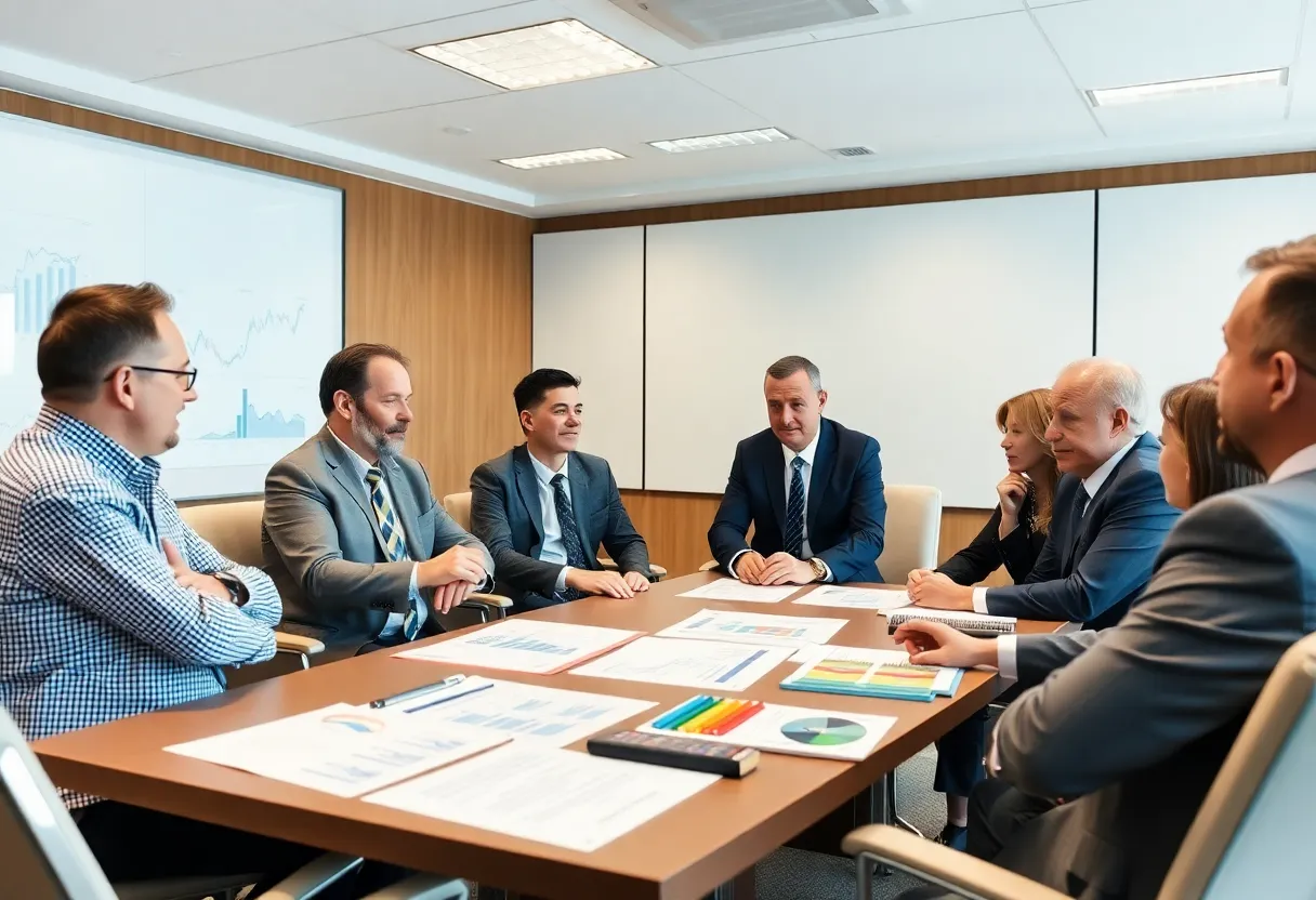 Local business leaders meeting to discuss the impact of tariffs