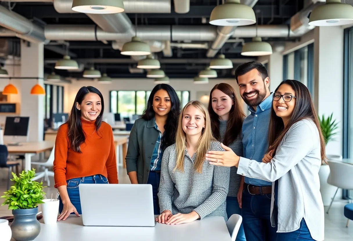 Vibrant office space at ThunderCat Technology showing teamwork