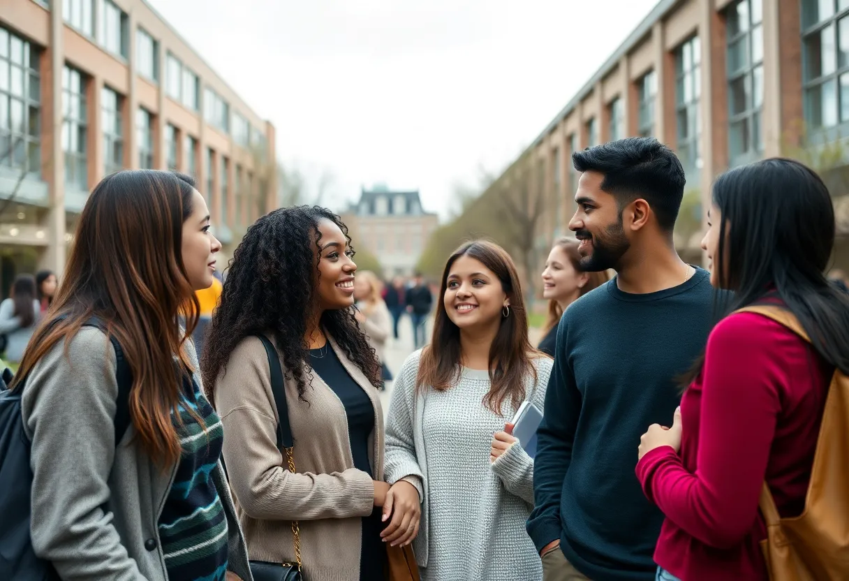 Students engaging in open discussions on university campus