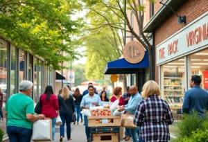 Community members participating in local business support activities in Virginia