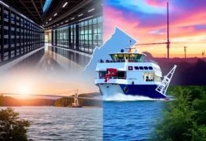 Collage of Virginia business developments and West Virginia educational initiatives