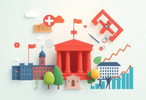 An artistic representation of Virginia's health funding cuts affecting research and employment.