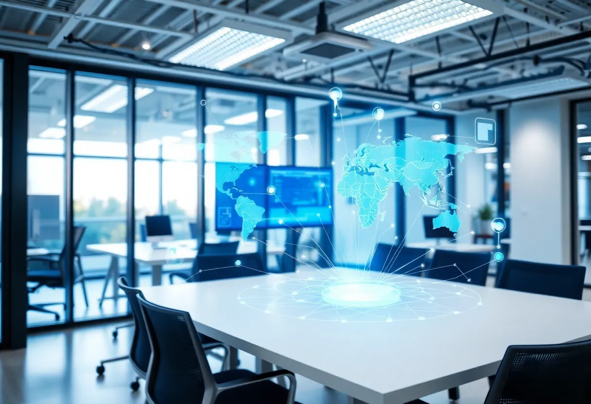 Visual representation of advanced networking technology in Virginia offices