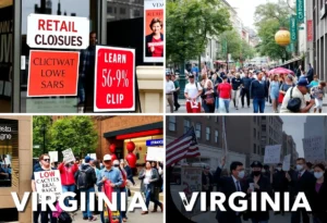 Scenes of store closures and protests in Virginia