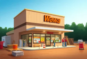 Construction of a Wawa store in Lynchburg, Virginia