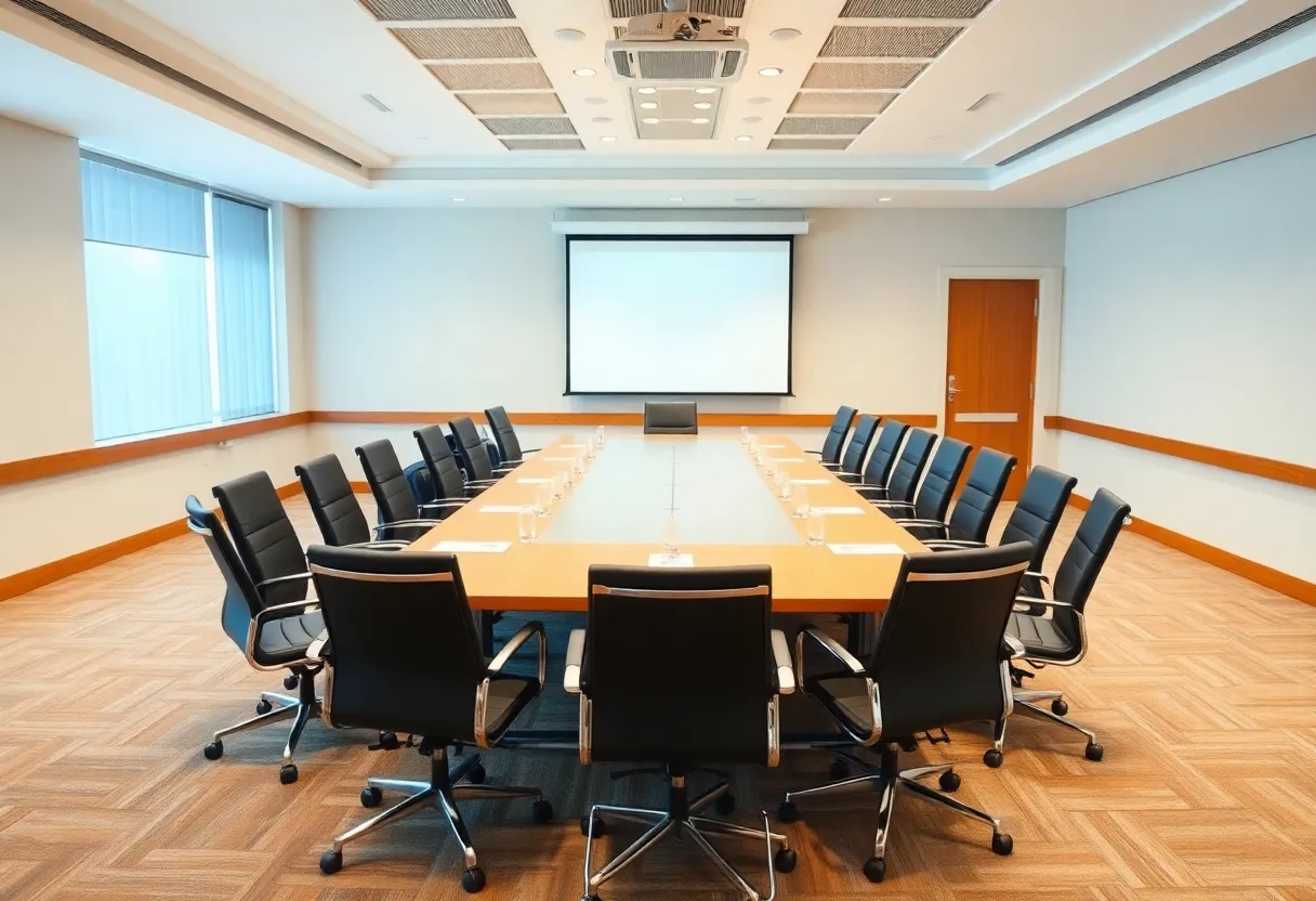 Conference room for the William & Mary Board of Visitors meeting