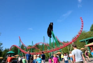 Families enjoying the new roller coaster at Busch Gardens Williamsburg during the 50th anniversary celebration.