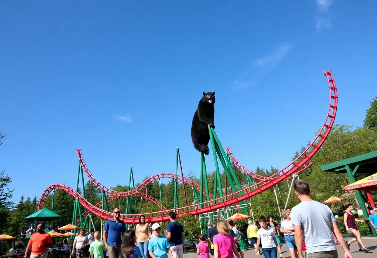 Families enjoying the new roller coaster at Busch Gardens Williamsburg during the 50th anniversary celebration.