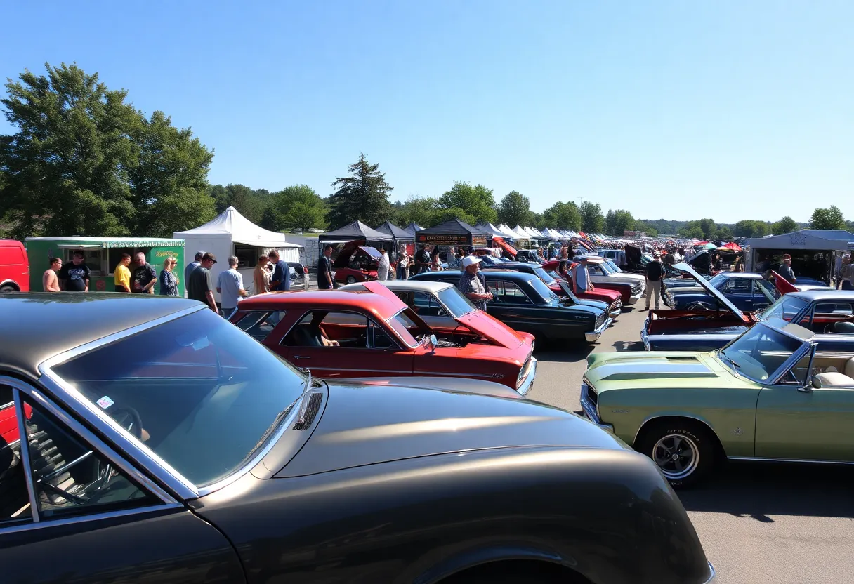 Cars on display at the Cars for Chris Car Show promoting seat belt awareness