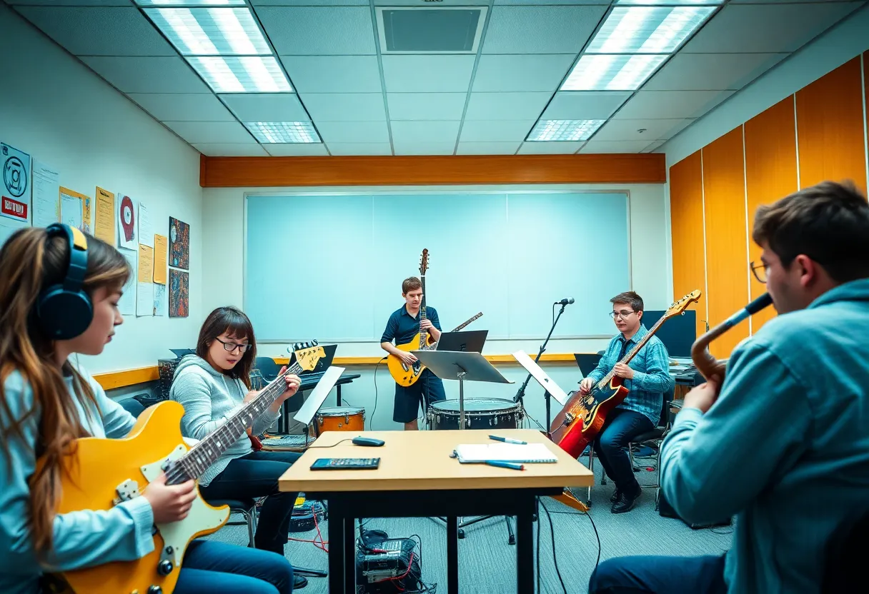 Students participating in a music education class at Chesapeake Public Schools
