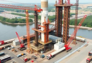 Construction site of the subsea cable manufacturing facility in Chesapeake, Virginia.