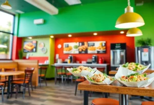 Guests enjoying a celebratory meal at the new Chicken Salad Chick restaurant in Williamsburg.