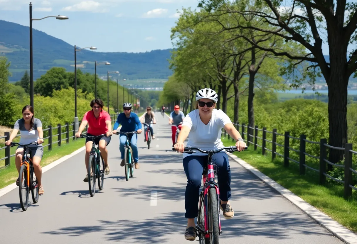 Cyclists enjoying a vehicle-free Colonial Parkway during National Bike Month.