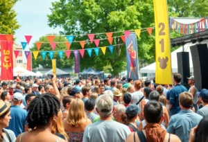 Crowd enjoying a live concert outdoors in Williamsburg