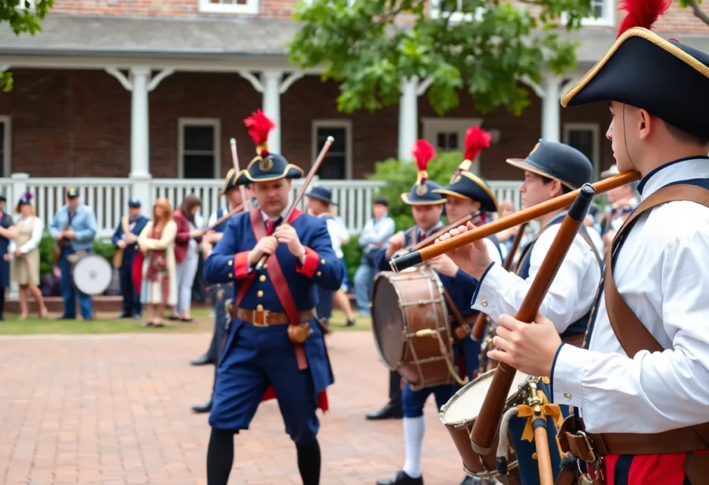 Fife and drum corps performing in Colonial Williamsburg