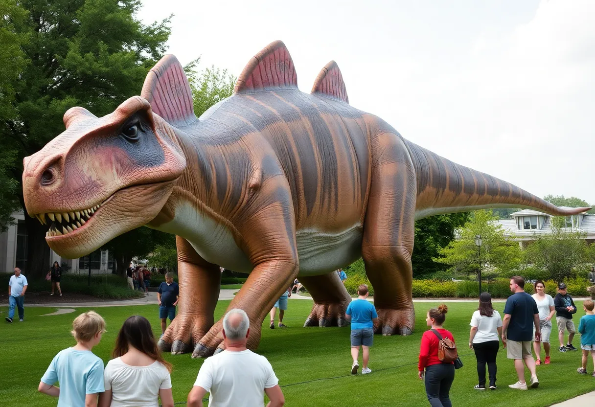 Life-sized Giganotosaurus model at the Virginia Living Museum