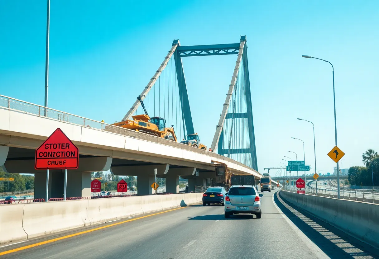Construction on I-64 bridge in Newport News