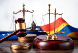 A representation of justice with gavel and scales for Venezuelan immigrants.