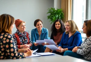 Military spouses participating in a workshop at the symposium.