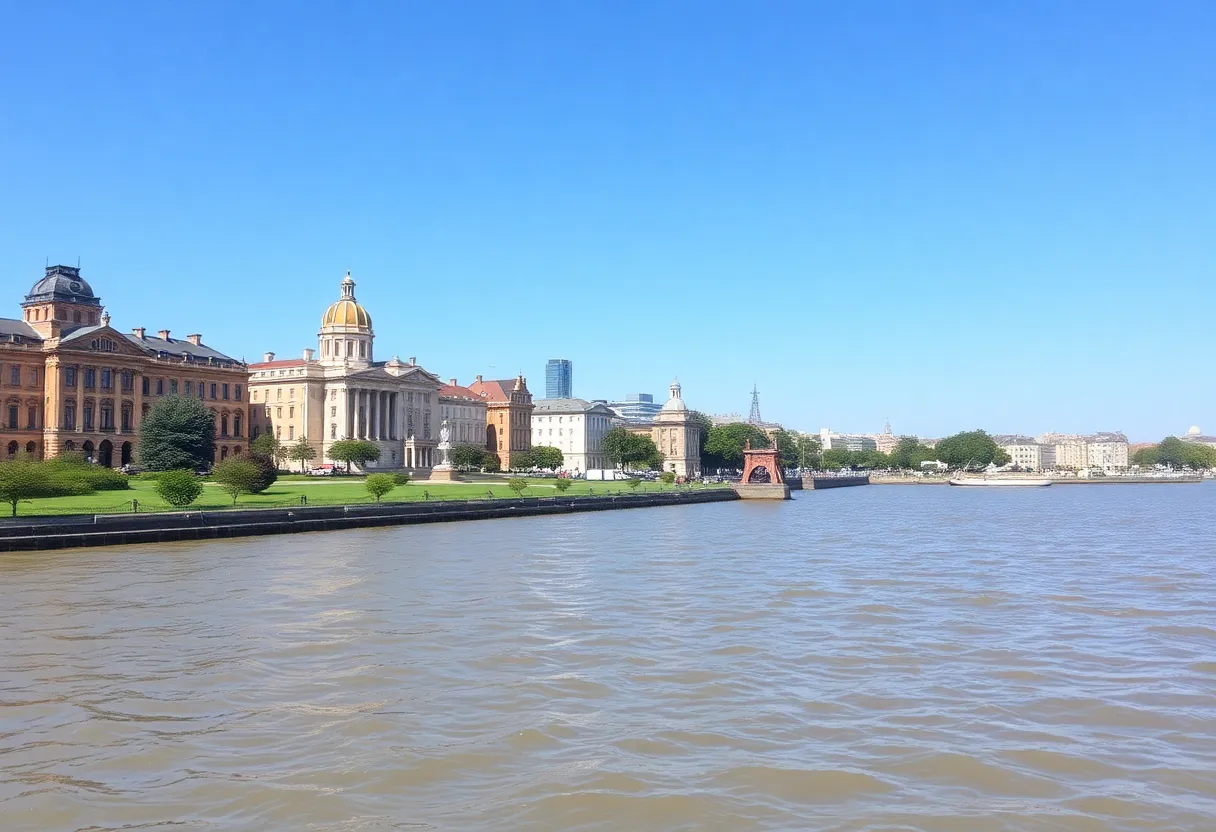 View of Norfolk with rising sea levels affecting coastal areas.