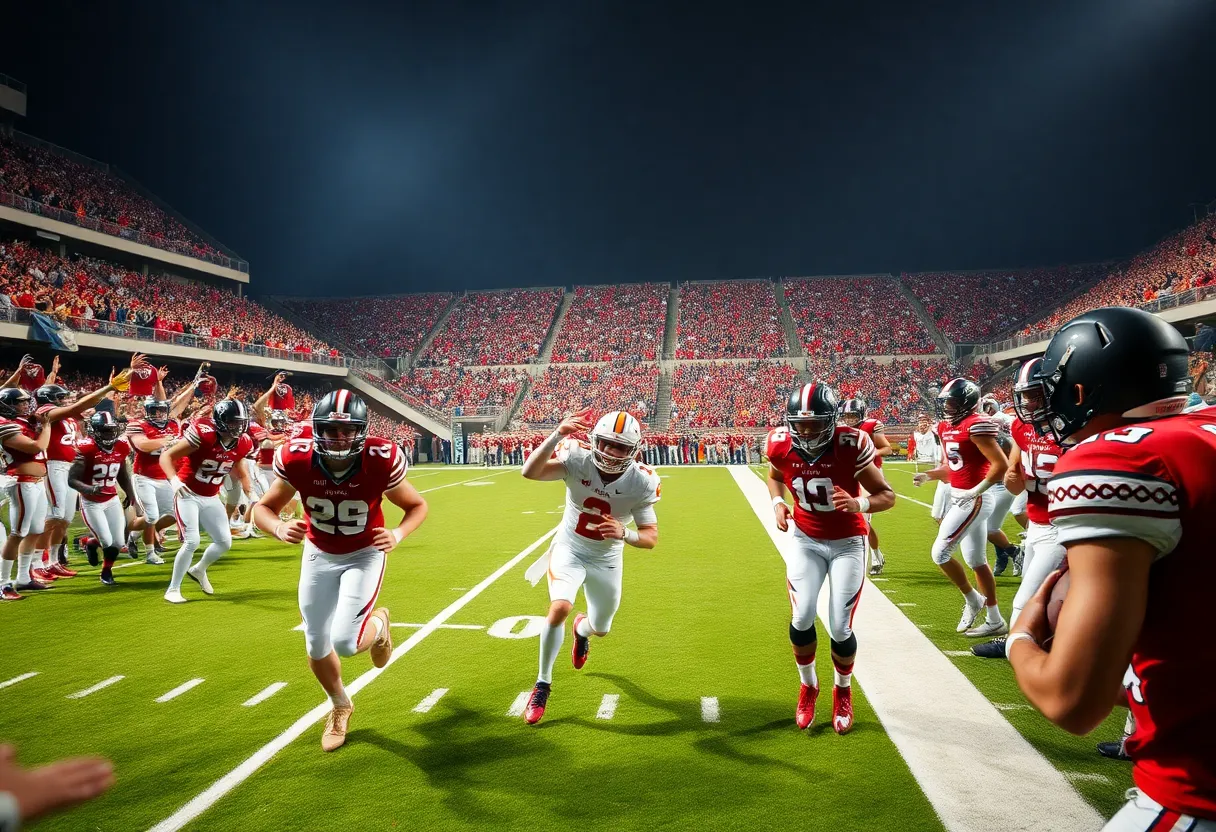 Athletes from Old Dominion University football team competing in a game