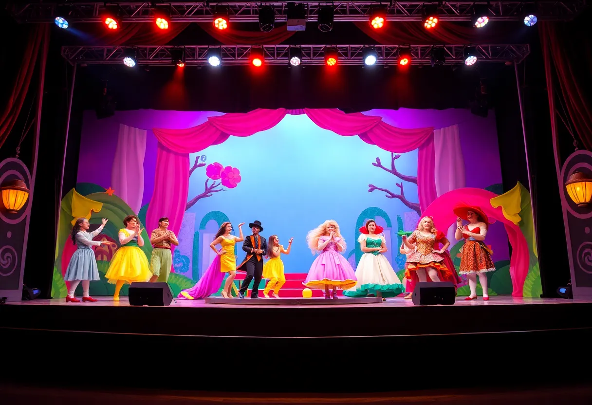 Stage production of the musical Pippin with colorful costumes