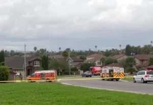 Scene of a plane crash in a residential area of San Diego.