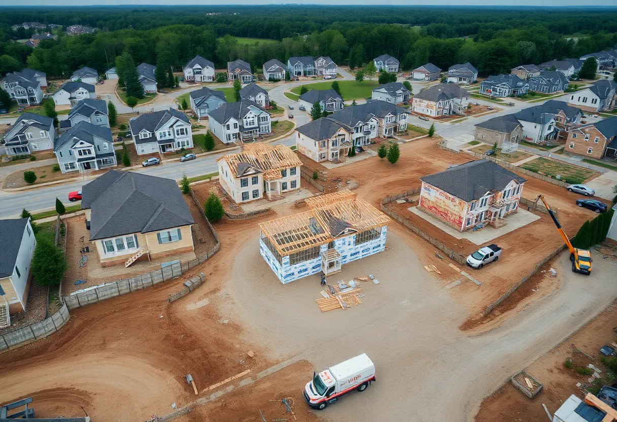 Construction site in Virginia with homes under construction