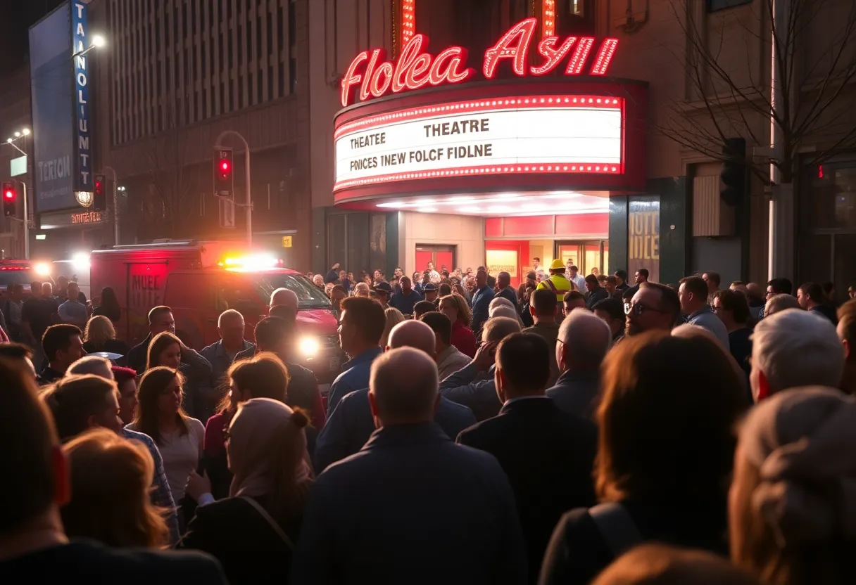 Chaos outside Altria Theater following a shooting incident.