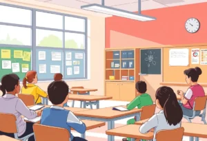 Illustration of a classroom promoting safety and accountability