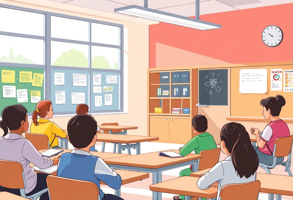 Illustration of a classroom promoting safety and accountability