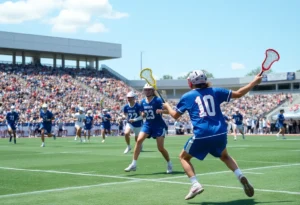 Temple women's lacrosse team playing during a game