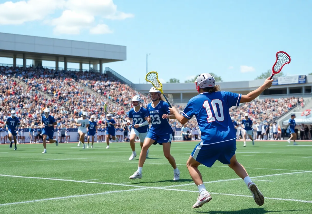 Temple women's lacrosse team playing during a game