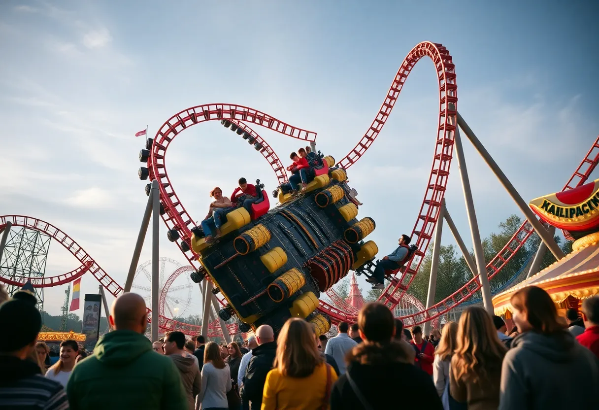 Aerial view of The Big Bad Wolf: The Wolf's Revenge coaster at Busch Gardens Williamsburg
