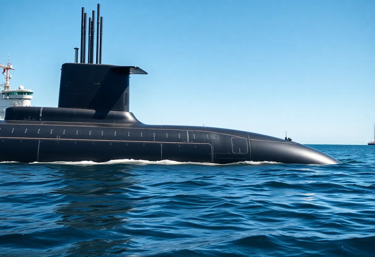 USS Montana Virginia-class submarine during its launch.